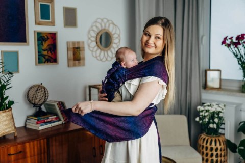 Nosidełko LennyHybrid Half Buckle, splot żakardowy, 100% bawełna , rozmiar standard - DZIKIE WINO - BOUQUET