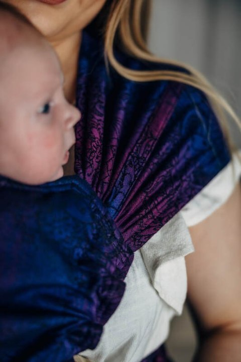 Nosidełko LennyHybrid Half Buckle, splot żakardowy, 100% bawełna , rozmiar standard - DZIKIE WINO - BOUQUET