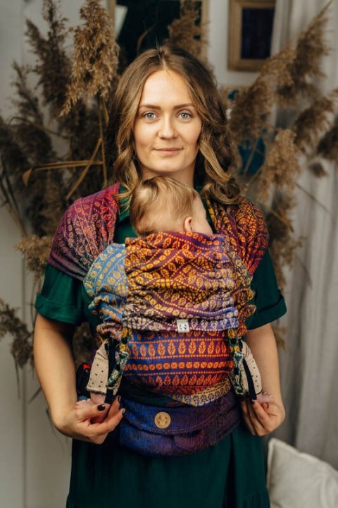 Nosidełko LennyHybrid Half Buckle, splot żakardowy, 100% bawełna , rozmiar standard - PAWI OGON - BOLERO