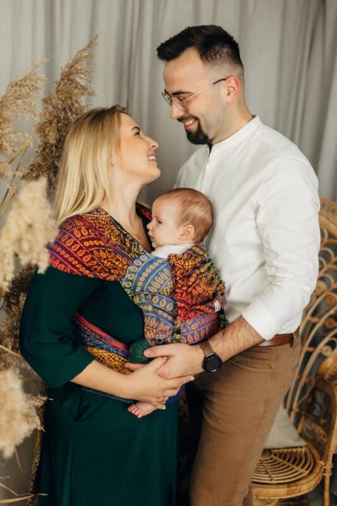 Nosidełko LennyHybrid Half Buckle, splot żakardowy, 100% bawełna , rozmiar standard - PAWI OGON - BOLERO