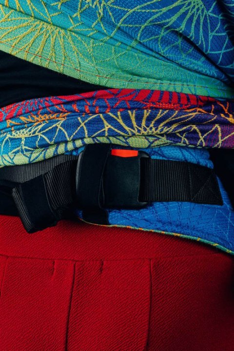 Nosidełko LennyHybrid Half Buckle, splot żakardowy, 100% bawełna , rozmiar standard - TĘCZOWY LOTOS