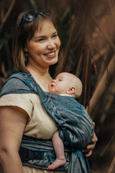 Nosidełko LennyHybrid Half Buckle, splot żakardowy, (54% bawełna, 46% TENCEL™ Lyocell) , rozmiar standard - RAINFOREST - NOCTURN