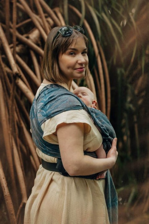 Nosidełko LennyHybrid Half Buckle, splot żakardowy, (54% bawełna, 46% TENCEL™ Lyocell) , rozmiar standard - RAINFOREST - NOCTURN