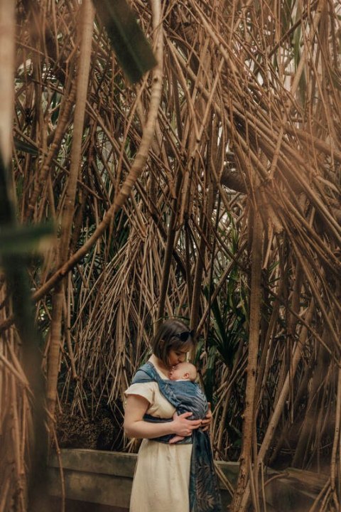 Nosidełko LennyHybrid Half Buckle, splot żakardowy, (54% bawełna, 46% TENCEL™ Lyocell) , rozmiar standard - RAINFOREST - NOCTURN