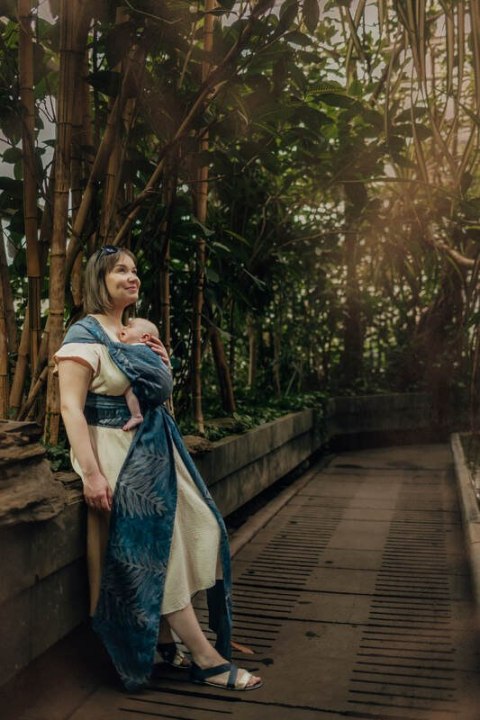 Nosidełko LennyHybrid Half Buckle, splot żakardowy, (54% bawełna, 46% TENCEL™ Lyocell) , rozmiar standard - RAINFOREST - NOCTURN