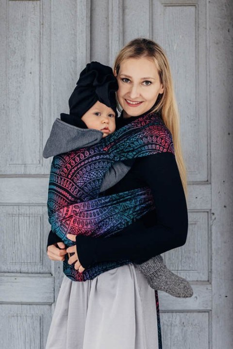 Nosidełko LennyHybrid Half Buckle, splot żakardowy, 60% bawełna, 28% wełna merino, 8% jedwab, 4% kaszmir , rozmiar standard - PA