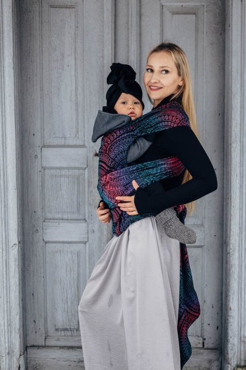 Nosidełko LennyHybrid Half Buckle, splot żakardowy, 60% bawełna, 28% wełna merino, 8% jedwab, 4% kaszmir , rozmiar standard - PA