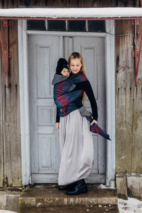 Nosidełko LennyHybrid Half Buckle, splot żakardowy, 60% bawełna, 28% wełna merino, 8% jedwab, 4% kaszmir , rozmiar standard - PA