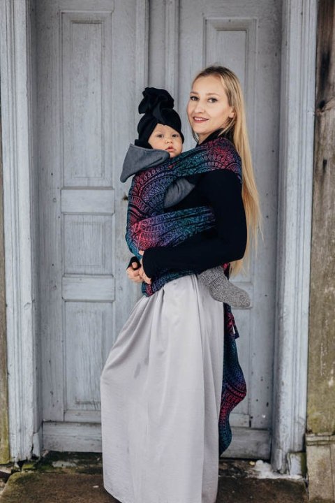 Nosidełko LennyHybrid Half Buckle, splot żakardowy, 60% bawełna, 28% wełna merino, 8% jedwab, 4% kaszmir , rozmiar standard - PA