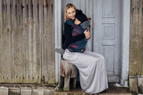 Nosidełko LennyHybrid Half Buckle, splot żakardowy, 60% bawełna, 28% wełna merino, 8% jedwab, 4% kaszmir , rozmiar standard - PA