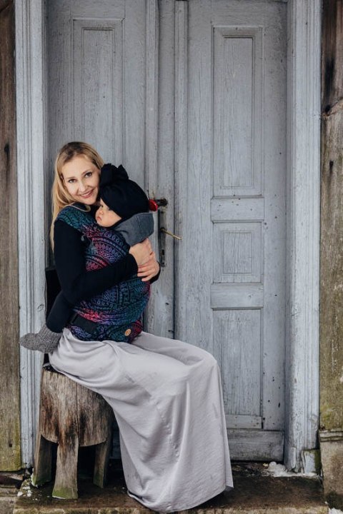 Nosidełko LennyHybrid Half Buckle, splot żakardowy, 60% bawełna, 28% wełna merino, 8% jedwab, 4% kaszmir , rozmiar standard - PA