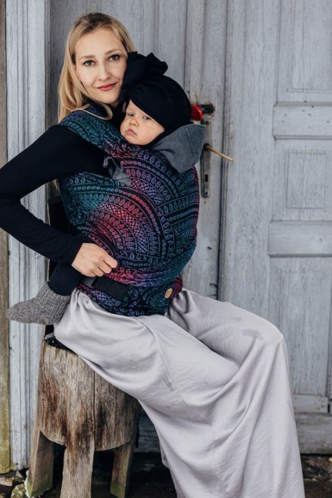 Nosidełko LennyHybrid Half Buckle, splot żakardowy, 60% bawełna, 28% wełna merino, 8% jedwab, 4% kaszmir , rozmiar standard - PA