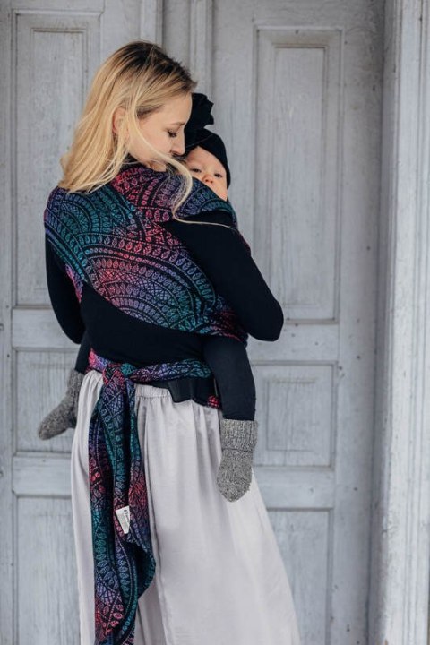 Nosidełko LennyHybrid Half Buckle, splot żakardowy, 60% bawełna, 28% wełna merino, 8% jedwab, 4% kaszmir , rozmiar standard - PA