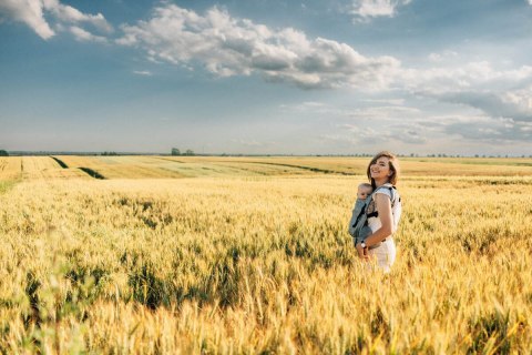 Nosidełko LennyLight, splot chevron, 100% Len, rozmiar standard - ARROW - WAVE