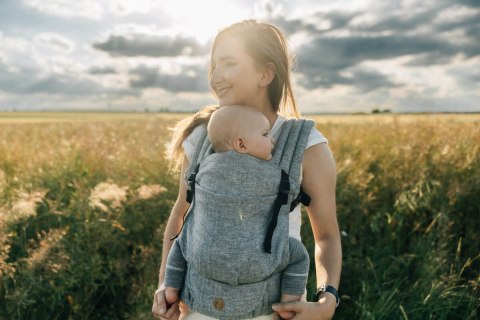 Nosidełko LennyLight, splot chevron, 100% Len, rozmiar standard - ARROW - WAVE