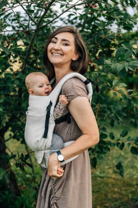 Nosidełko LennyLight, splot chevron, 100% Len, rozmiar standard - ARROW - WHISPER