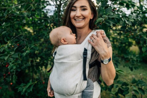 Nosidełko LennyLight, splot chevron, 100% Len, rozmiar standard - ARROW - WHISPER