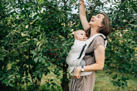 Nosidełko LennyLight, splot chevron, 100% Len, rozmiar standard - ARROW - WHISPER