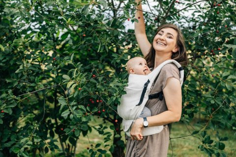 Nosidełko LennyLight, splot chevron, 100% Len, rozmiar standard - ARROW - WHISPER