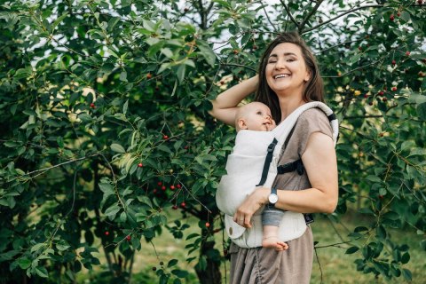 Nosidełko LennyLight, splot chevron, 100% Len, rozmiar standard - ARROW - WHISPER