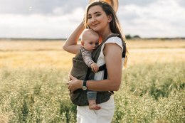 Nosidełko LennyLight, splot chevron, 100% Len, rozmiar standard - ARROW - WOOD