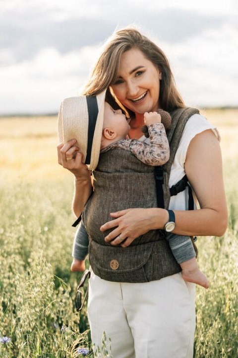 Nosidełko LennyLight, splot chevron, 100% Len, rozmiar standard - ARROW - WOOD