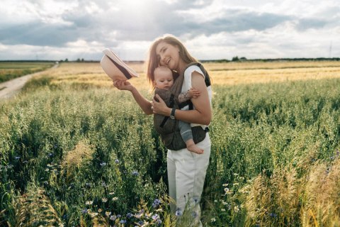 Nosidełko LennyLight, splot chevron, 100% Len, rozmiar standard - ARROW - WOOD