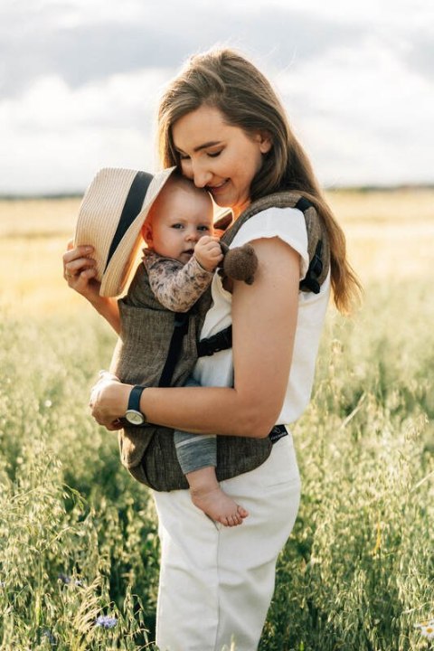 Nosidełko LennyLight, splot chevron, 100% Len, rozmiar standard - ARROW - WOOD