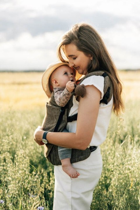 Nosidełko LennyLight, splot chevron, 100% Len, rozmiar standard - ARROW - WOOD