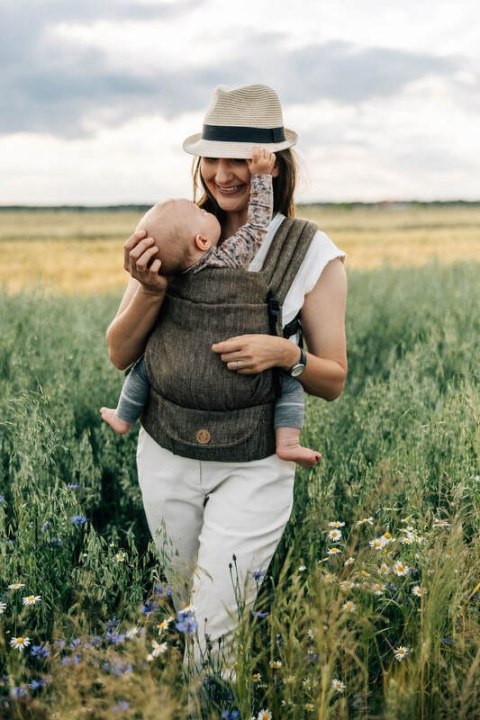 Nosidełko LennyLight, splot chevron, 100% Len, rozmiar standard - ARROW - WOOD