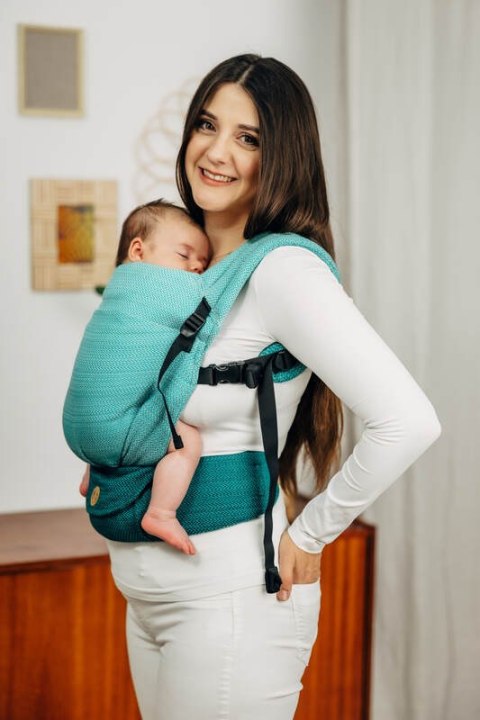 Nosidełko LennyLight, splot jodełkowy, 100% bawełna , rozmiar standard - MAŁA JODEŁKA OMBRE ZIELEŃ