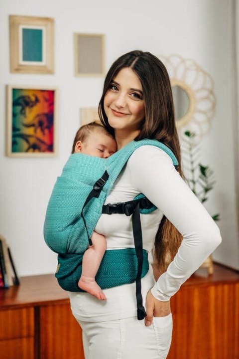 Nosidełko LennyLight, splot jodełkowy, 100% bawełna , rozmiar standard - MAŁA JODEŁKA OMBRE ZIELEŃ