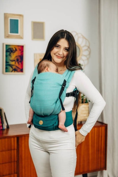 Nosidełko LennyLight, splot jodełkowy, 100% bawełna , rozmiar standard - MAŁA JODEŁKA OMBRE ZIELEŃ