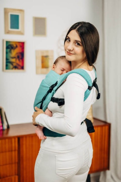 Nosidełko LennyLight, splot jodełkowy, 100% bawełna , rozmiar standard - MAŁA JODEŁKA OMBRE ZIELEŃ