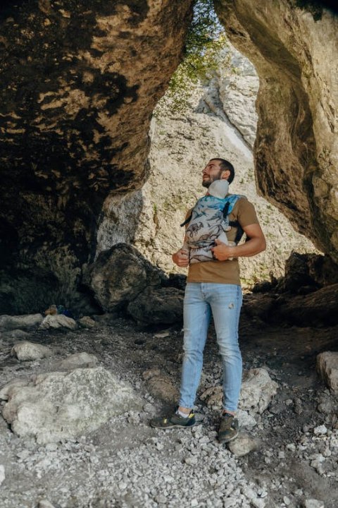 Nosidełko LennyLight z tkaniny żakardowej 100% bawełna , rozmiar standard - PARK JURAJSKI - FOSSIL