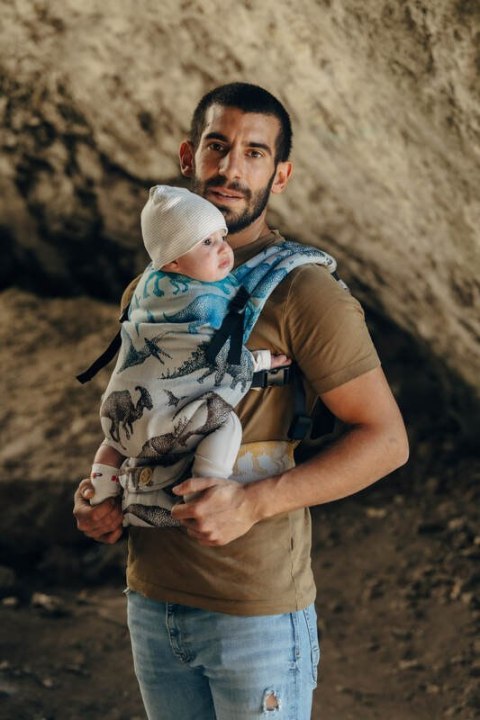 Nosidełko LennyLight z tkaniny żakardowej 100% bawełna , rozmiar standard - PARK JURAJSKI - FOSSIL