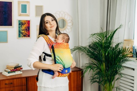 Nosidełko LennyLight z tkaniny żakardowej 100% bawełna , rozmiar standard - TĘCZOWY LOTOS