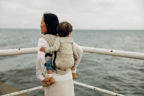 Nosidełko LennyLight z tkaniny żakardowej 50% bawełna, 50% wiskoza bambusowa , rozmiar standard - INFINITY - GOLDEN HOUR