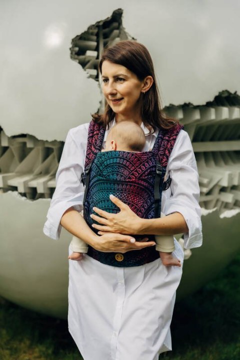 Nosidełko LennyLight z tkaniny żakardowej 60% bawełna, 28% wełna merino, 8% jedwab, 4% kaszmir , rozmiar standard, PAWI OGON - C