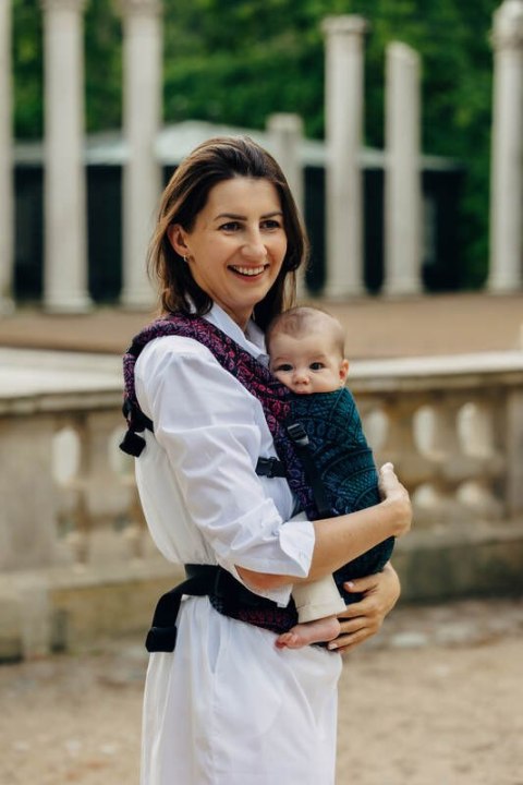 Nosidełko LennyLight z tkaniny żakardowej 60% bawełna, 28% wełna merino, 8% jedwab, 4% kaszmir , rozmiar standard, PAWI OGON - C