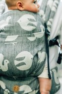 Nosidełko LennyLight z tkaniny żakardowej (68% bawełna, 16% len, 16% modal), rozmiar standard - BIRDY - WHITE NOISE