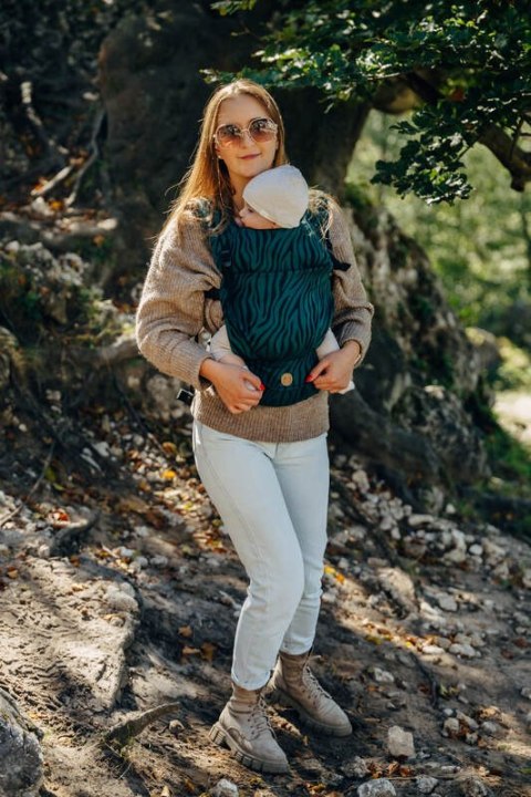 Nosidełko LennyLight z tkaniny żakardowej (63% bawełna, 37% wełna merino), rozmiar standard - ZEBRA - SAVANNA