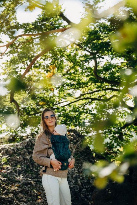 Nosidełko LennyLight z tkaniny żakardowej (63% bawełna, 37% wełna merino), rozmiar standard - ZEBRA - SAVANNA