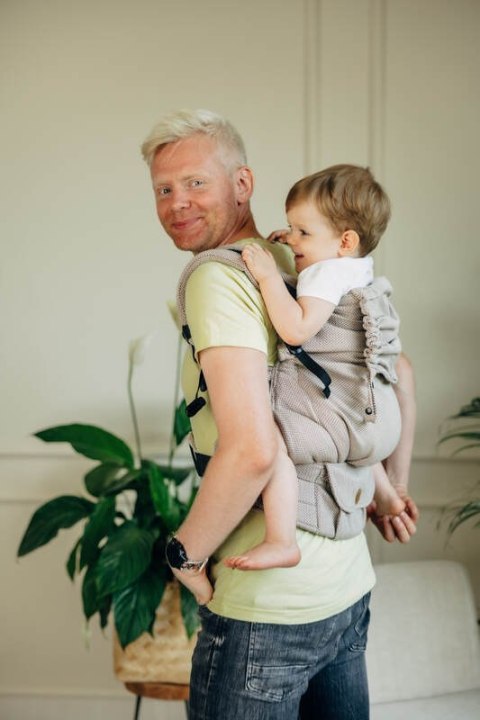 Nosidełko LennyPreschool, splot jodełkowy, 100% bawełna, rozmiar preschool - MAŁA JODEŁKA ALMOND