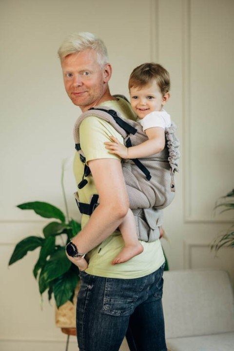 Nosidełko LennyPreschool, splot jodełkowy, 100% bawełna, rozmiar preschool - MAŁA JODEŁKA ALMOND