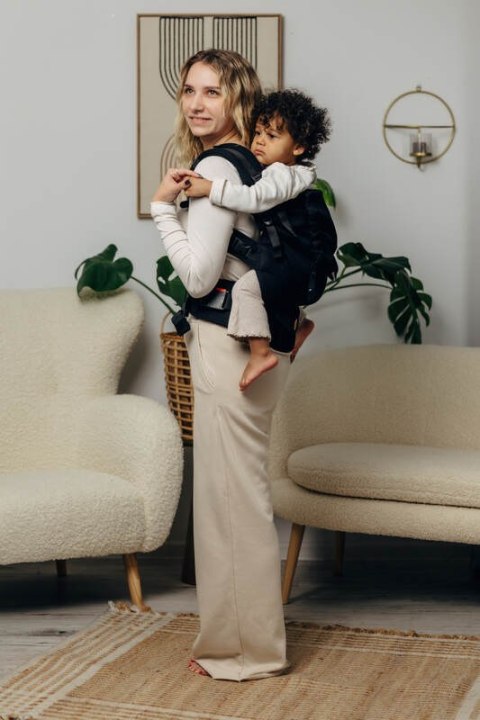 Nosidełko LennyPreschool, splot jodełkowy, 100% bawełna, rozmiar preschool - MAŁA JODEŁKA CZARNY HEBAN