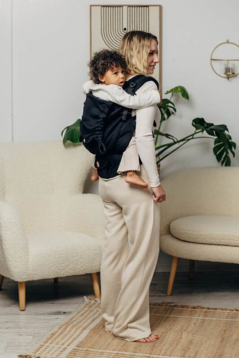 Nosidełko LennyPreschool, splot jodełkowy, 100% bawełna, rozmiar preschool - MAŁA JODEŁKA CZARNY HEBAN