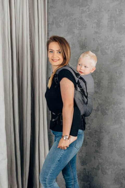 Nosidełko LennyPreschool, splot jodełkowy, 100% bawełna, rozmiar preschool - MAŁA JODEŁKA OMBRE SZARY