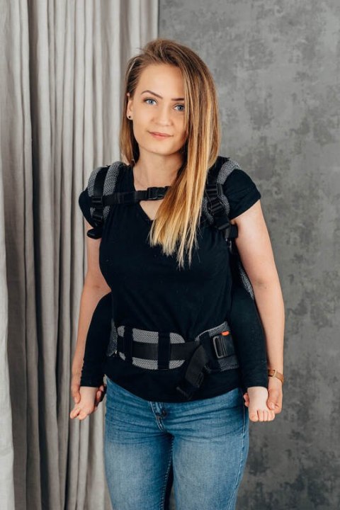 Nosidełko LennyPreschool, splot jodełkowy, 100% bawełna, rozmiar preschool - MAŁA JODEŁKA OMBRE SZARY