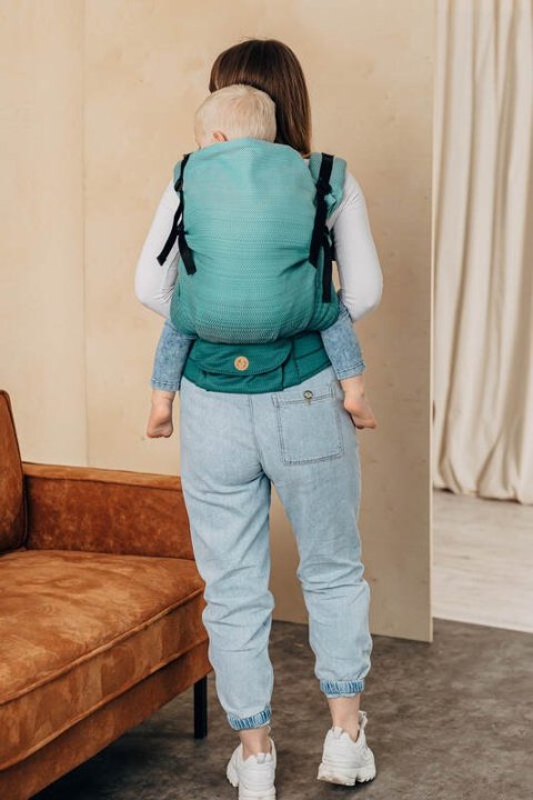 Nosidełko LennyPreschool, splot jodełkowy, 100% bawełna, rozmiar preschool - MAŁA JODEŁKA OMBRE ZIELEŃ